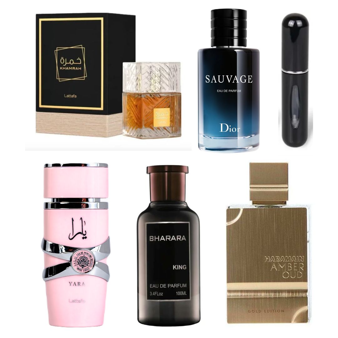YARA + SAUVAGE + AMBER + BHARARA + KHAMRAH + PERFUMERO VIAJERO