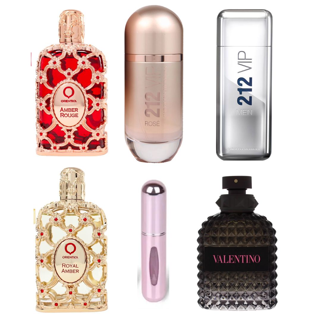 ROUGE + ROYAL + VIPMEN + VALENTINO + 212ROSE + PERFUMERO VIAJERO