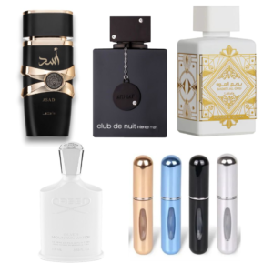 ✨ Kit Exclusivo: Asad + Club de Nuit + Honor + Creed + 4 Perfumeros Viajeros ✨